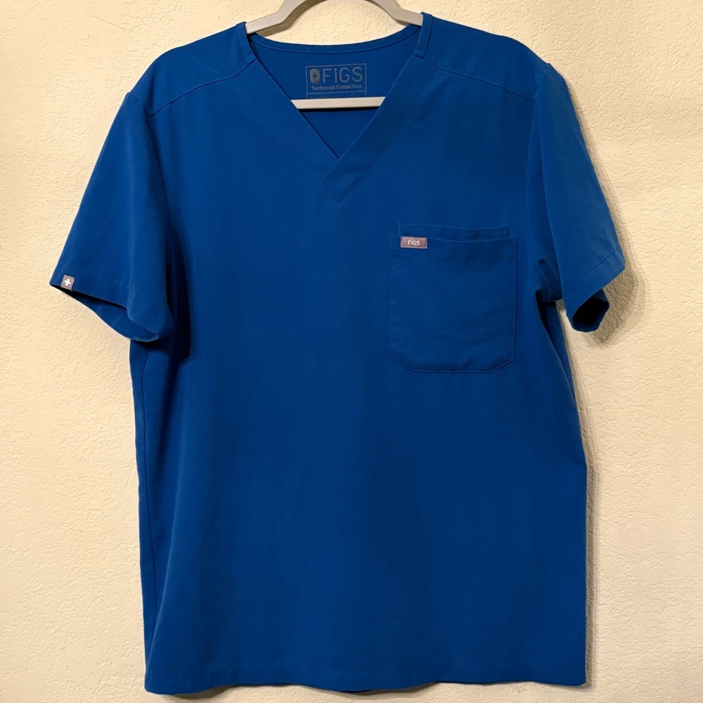 FIGS Technical Collection Men's Royal Blue V-Neck Scrub Top, Sz. Med